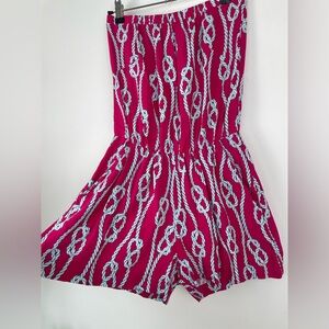 Escapada Living Rope Print Strapless Romper Pink XS Resort Summer Coastal
